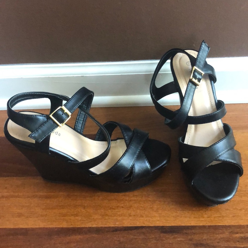 Black and Gold wedge heels